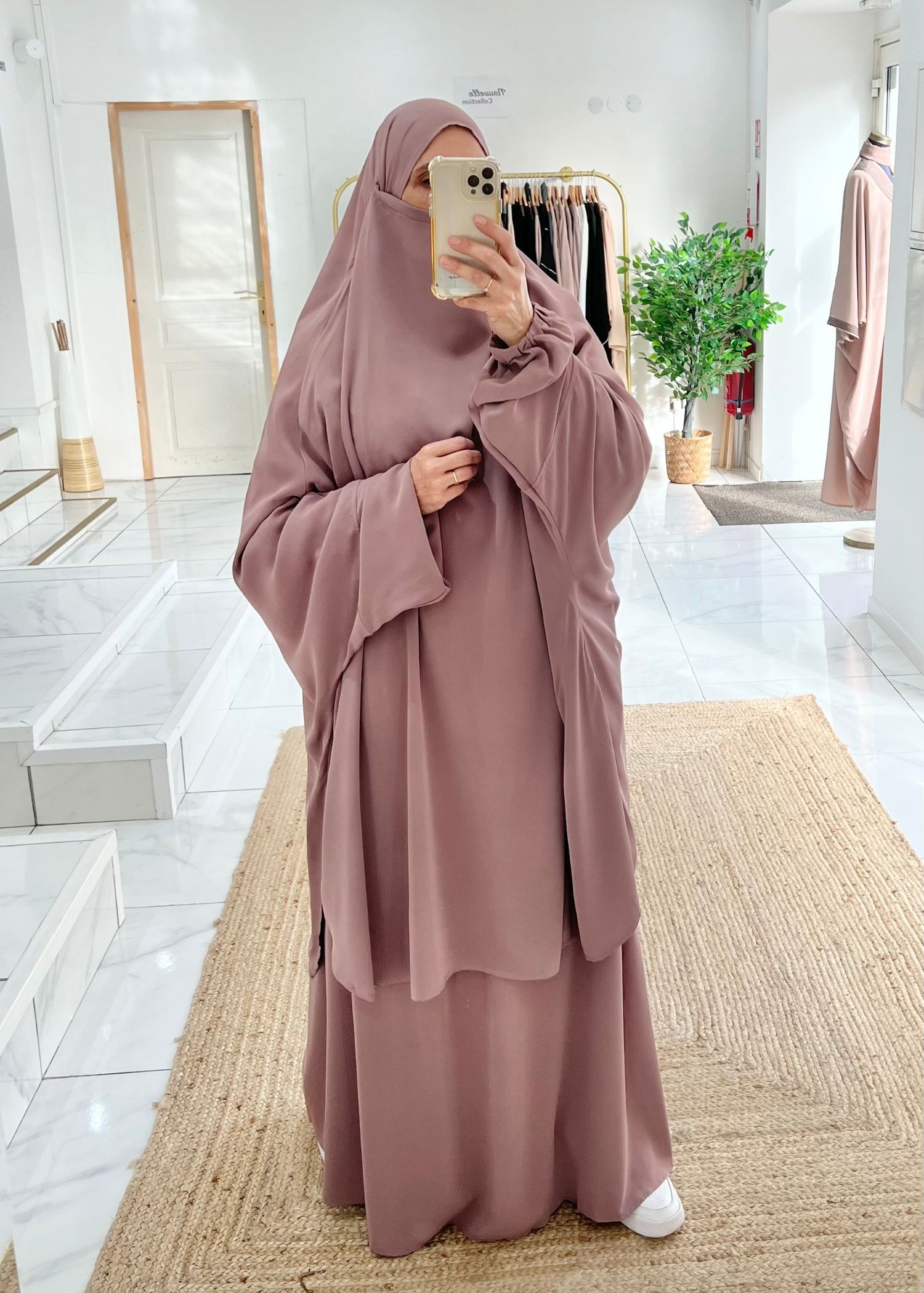 Jilbeb jupe soie de médine vieux rose