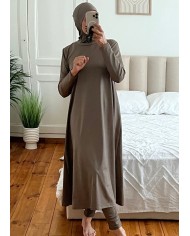 Burkini long 5 pièces  taupe
