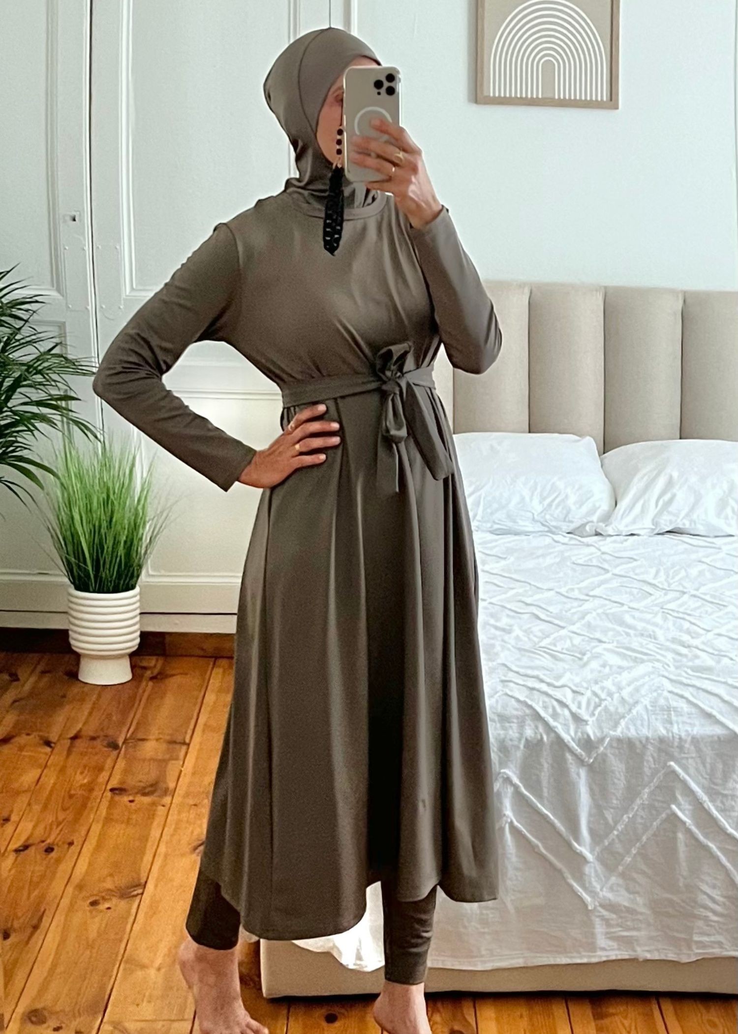 Burkini long 5 pièces  taupe