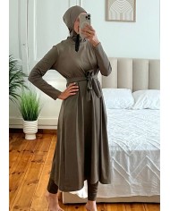 Burkini long 5 pièces  taupe