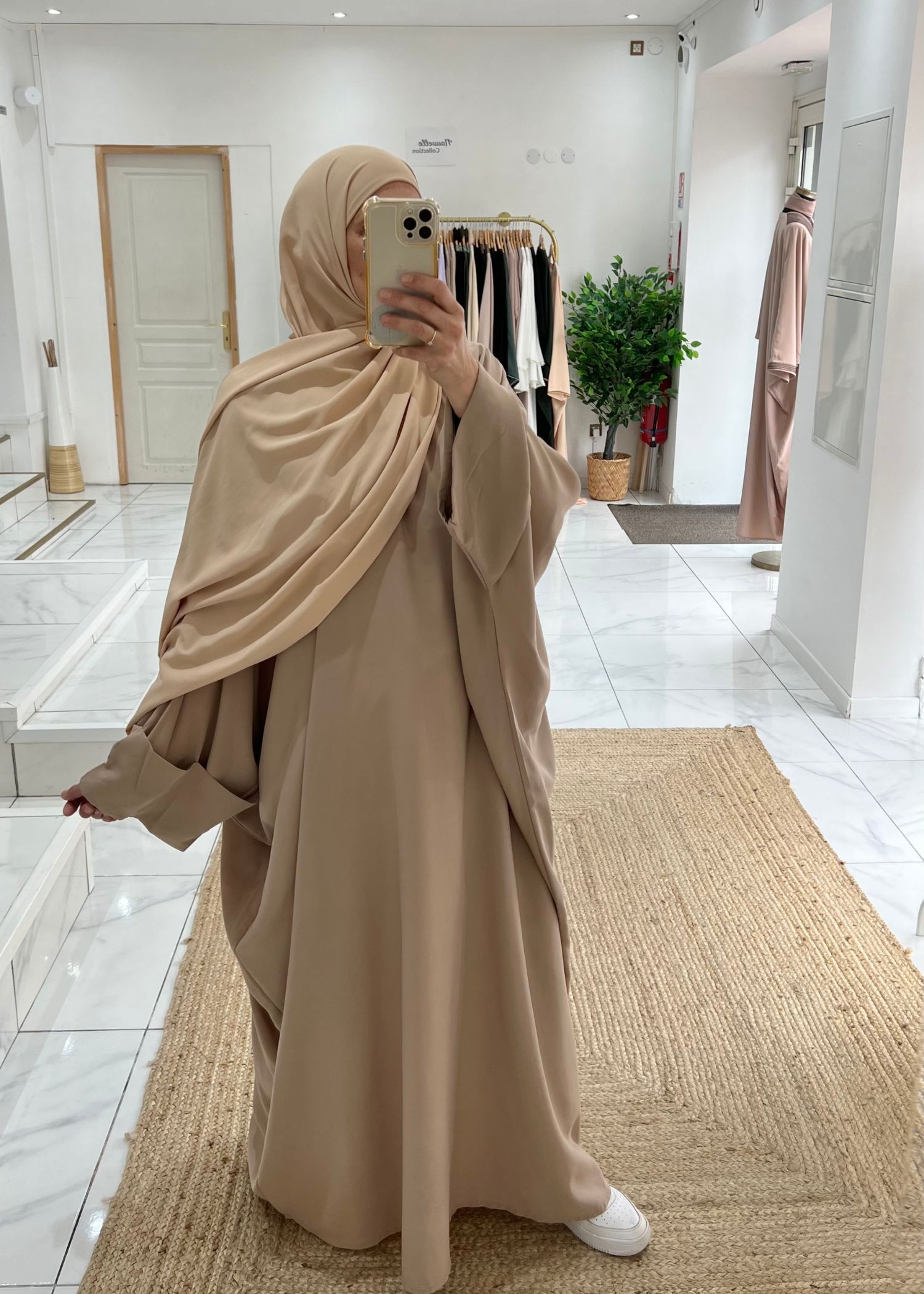 Abaya kenza beige cendré Tall