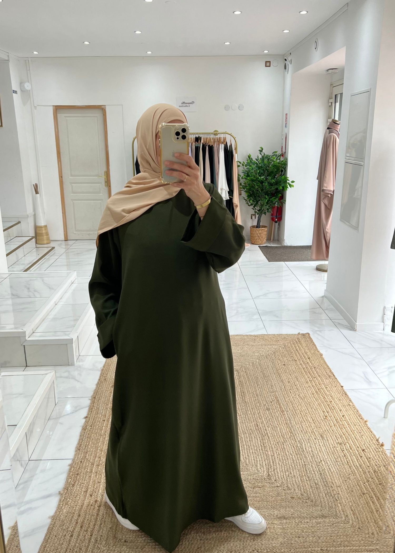 Abaya basic kaki Tall