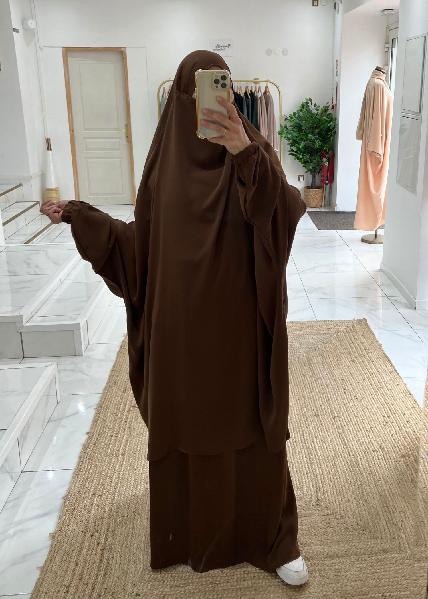 Jilbeb jupe soie de médine marron